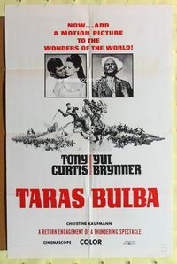 2r855 TARAS BULBA military one-sheet poster '62 Tony Curtis & Yul Brynner clash in adventure epic!