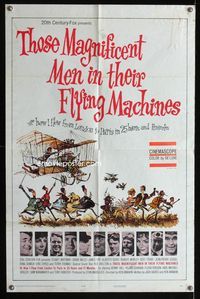 2r880 THOSE MAGNIFICENT MEN IN THEIR FLYING MACHINES 1sh '65 great wacky artwork of early airplane!
