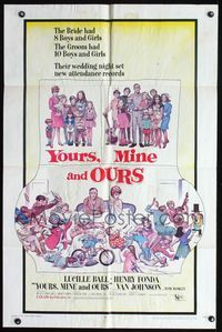 2r993 YOURS, MINE & OURS 1sheet '68 art of Henry Fonda, Lucy Ball & their 18 kids by Frank Frazetta!