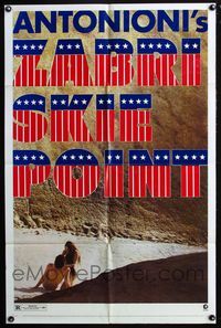 2r995 ZABRISKIE POINT one-sheet poster '70 Michelangelo Antonioni's bizarre movie about teen sex!