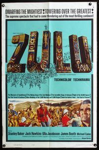 2r999 ZULU one-sheet movie poster '64 Stanley Baker & Michael Caine classic!