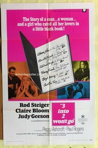 2s003 3 INTO 2 WON'T GO one-sheet '69 Rod Steiger, sexy Claire Bloom and her little black book!