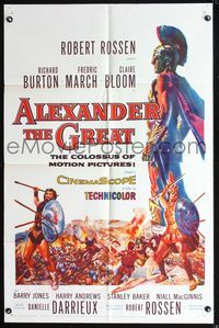 2s011 ALEXANDER THE GREAT one-sheet poster '56 Richard Burton, Frederic March, cool battle artwork!