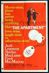 2s018 APARTMENT one-sheet movie poster '60 Billy Wilder, Jack Lemmon, Shirley MacLaine