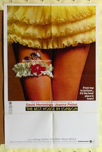 2s028 BEST HOUSE IN LONDON one-sheet movie poster '69 cool sexy tattoo & garter image, x-rated!
