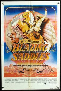 2s033 BLAZING SADDLES one-sheet '74 classic Mel Brooks western, art of Cleavon Little by John Alvin!