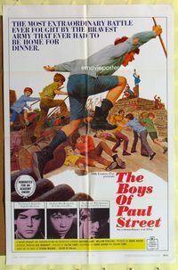 2s039 BOYS OF PAUL STREET one-sheet '69 A Pal-utcai Fiuk, Hungarian, cool art of kids on the attack!