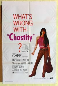 2s051 CHASTITY one-sheet movie poster '69 AIP, written & produced by Sunny Bono, hitchhiking Cher!