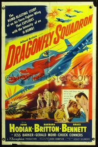 2s069 DRAGONFLY SQUADRON one-sheet movie poster '53 cool artwork of jet squadron!