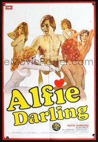 2s012 ALFIE DARLING English one-sheet '75 Joan Collins, big rig trucker sex thriller, sexy artwork!