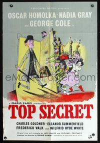2s493 TOP SECRET English one-sheet movie poster '52 Oscar Homolka, Nadia Gray, wacky spy art!