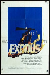2s081 EXODUS one-sheet '61 Paul Newman, Eva Marie Saint, Otto Preminger, great art by Saul Bass!