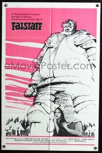2s082 FALSTAFF one-sheet '65 Campanadas a Medianoche, Jeanne Moreau, art of armored Orson Welles!