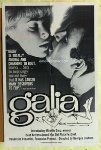 2s104 GALIA one-sheet poster '66 Georges Lautner, Mireille Darc, Venantino Venantini, French sex!