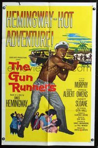 2s145 GUN RUNNERS one-sheet movie poster '58 Audie Murphy, Don Siegel, Ernest Hemingway