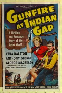 2s147 GUNFIRE AT INDIAN GAP one-sheet movie poster '57 sexy cowgirl Vera Ralston, Anthony George