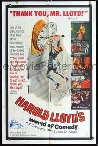2s153 HAROLD LLOYD'S WORLD OF COMEDY one-sheet '62 one of the great comics of all time at his best!