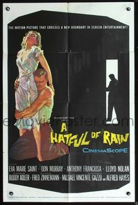 2s155 HATFUL OF RAIN one-sheet movie poster '57 Fred Zinnemann early drug classic, cool artwork!