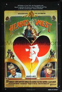 2s158 HEARTS OF THE WEST one-sheet poster '75 Hollywood cowboy Jeff Bridges, art by Richard Hess!
