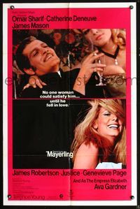 2s274 MAYERLING one-sheet poster '69 no woman could satisfy Omar Sharif until Catherine Deneuve!