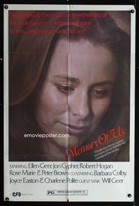2s279 MEMORY OF US one-sheet movie poster '74 Ellen Geer, Jon Cypher, every man must see!