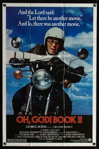 2s347 OH GOD BOOK 2 one-sheet movie poster '80 great wacky image of George Burns on a motorcycle!