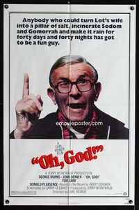 2s346 OH GOD one-sheet movie poster '77 great super close up of wacky George Burns!