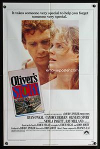 2s350 OLIVER'S STORY one-sheet movie poster '78 romantic close-up of Ryan O'Neal & Candice Bergen
