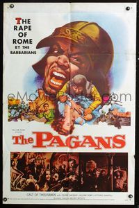 2s363 PAGANS one-sheet '58 Il Sacco di Roma, the rape of Rome by the barbarians, cast of thousands!