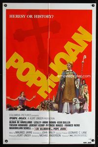 2s388 POPE JOAN one-sheet movie poster '72 Olivia De Havilland, Lesley-Anne Down, Trevor Howard