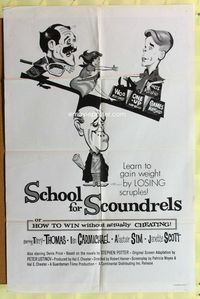 2s417 SCHOOL FOR SCOUNDRELS 1sheet '60 Terry-Thomas English comedy, gain weight by losing scruples!
