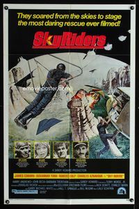 2s432 SKY RIDERS style A one-sheet poster '76 James Coburn, Susannah York, cool action artwork!