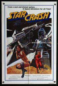 2s455 STARCRASH one-sheet poster '79 great John Solie sci-fi art of sexy near-naked Caroline Munro!