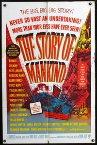 2s459 STORY OF MANKIND one-sheet poster '57 Ronald Colman, the Marx Bros., the BIG BIG BIG story!
