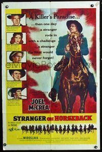 2s461 STRANGER ON HORSEBACK one-sheet poster '55 Joel McCrea, Miroslava Stern, a killer's paradise!
