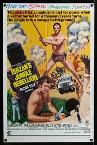 2s471 TARZAN'S JUNGLE REBELLION one-sheet movie poster '67 Ron Ely in loincloth battles a madman!