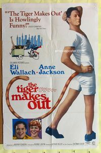 2s487 TIGER MAKES OUT one-sheet '67 wacky full-length image of Eli Wallach w/tail, comedy!