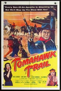 2s491 TOMAHAWK TRAIL one-sheet movie poster '57 Chuck Connors, John Smith, western!