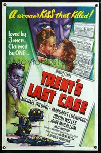 2s501 TRENT'S LAST CASE one-sheet '53 art of Margaret Lockwood, Michael Wilding & Orson Welles!