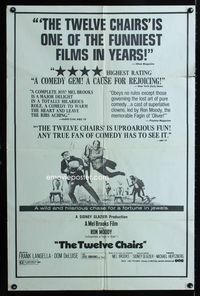 2s505 TWELVE CHAIRS reviews one-sheet poster '70 Mel Brooks, Ron Moody, Dom DeLuise, Frank Langella