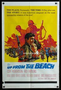 2s512 UP FROM THE BEACH one-sheet poster '65 artwork of Normandy on D-Day plus one by McCarthy!