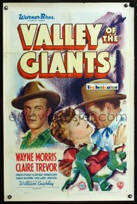 2s514 VALLEY OF THE GIANTS one-sheet movie poster '38 logger Wayne Morris & pretty Claire Trevor!
