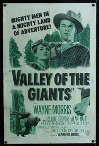 2s515 VALLEY OF THE GIANTS one-sheet movie poster R48 manly logger Wayne Morris!