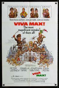 2s520 VIVA MAX one-sheet movie poster '70 Peter Ustinov, Jonathan Winters, great Jack Davis art!