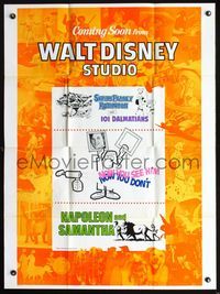 2s524 WALT DISNEY STUDIO teaser one-sheet '70s 101 Dalmatians & three upcoming Disney features!