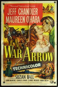 2s526 WAR ARROW style A one-sheet movie poster '54 sexy Maureen O'Hara, Jeff Chandler