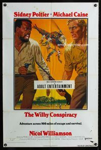 2s538 WILBY CONSPIRACY one-sheet poster '75 cool adventure art of Sidney Poitier & Michael Caine