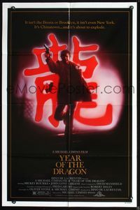 2s543 YEAR OF THE DRAGON 1sheet '85 Mickey Rourke, Michael Cimino Asian crime thriller, J.I.V art!