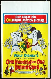 2t299 ONE HUNDRED & ONE DALMATIANS window card poster '61 most classic Walt Disney canine movie!