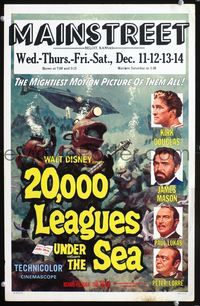 2t005 20,000 LEAGUES UNDER THE SEA window card R63 Jules Verne underwater classic, wonderful art!